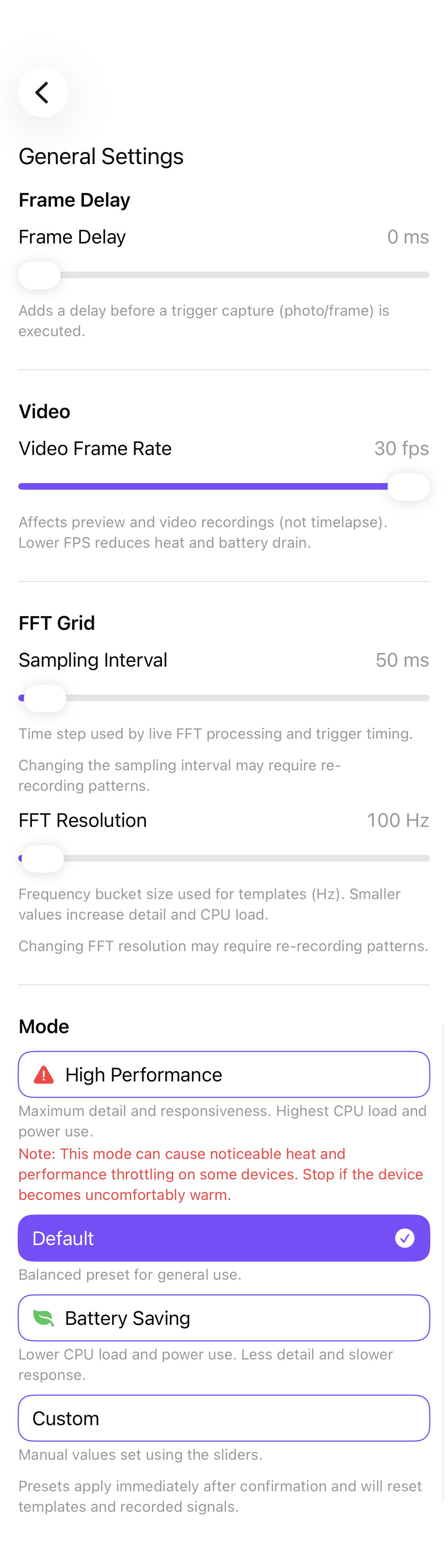 General settings - iOS